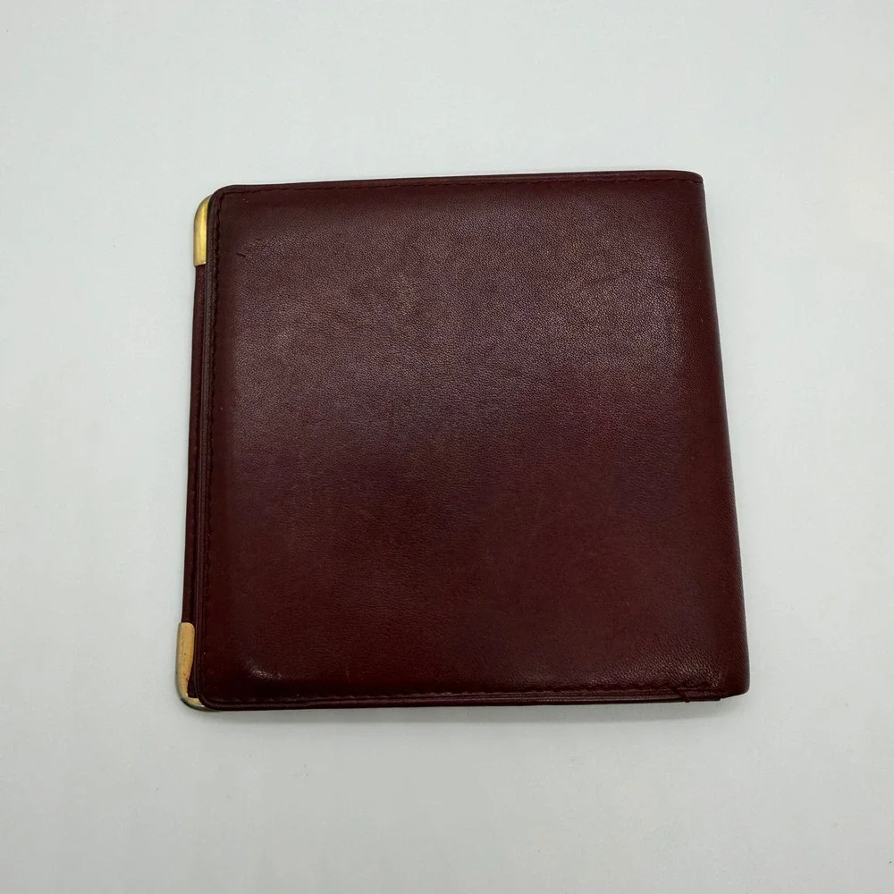 Cartier Authentic Unisex Must De Cartier Leather Bifold Wallet